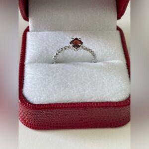 Garnet Ring 14k White Gold size 7